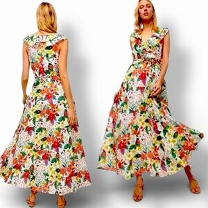 J.Crew Ratti Island Botanical Print Ruffle Dress Size 8